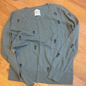 Chaser Olive Skull Pattern Sweater